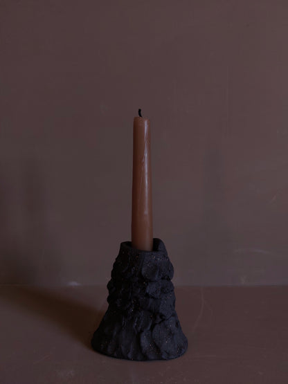 Bougeoir en grès noir - Hom 08