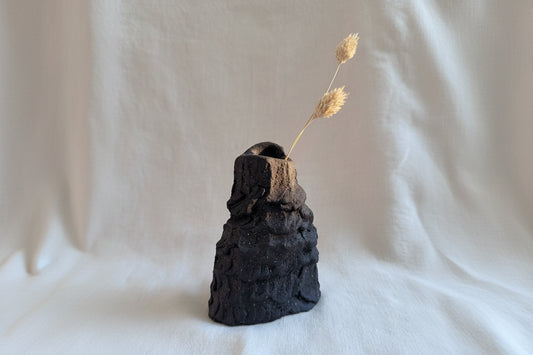 Bougeoir en grès noir - Hom 08