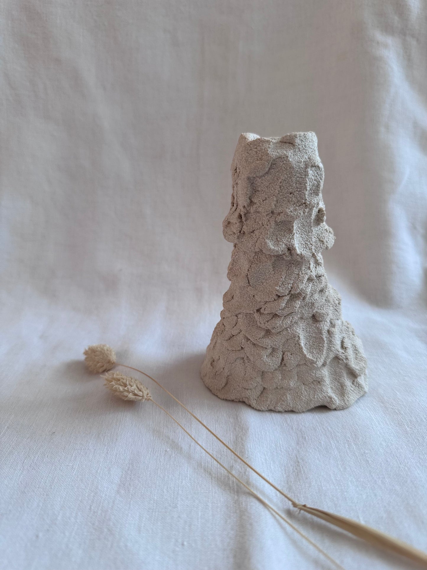 Bougeoir en grès blanc - Hom 06