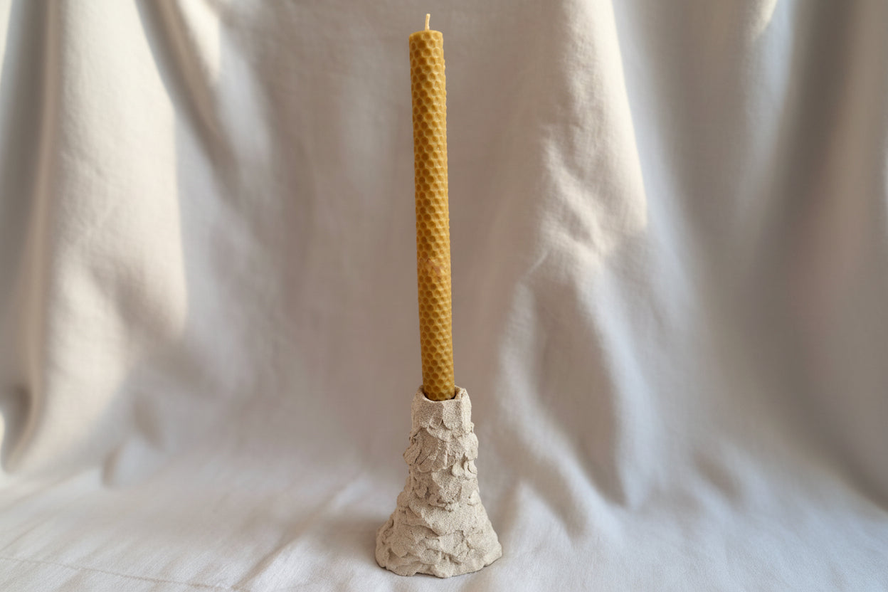 Bougeoir en grès blanc - Hom 06