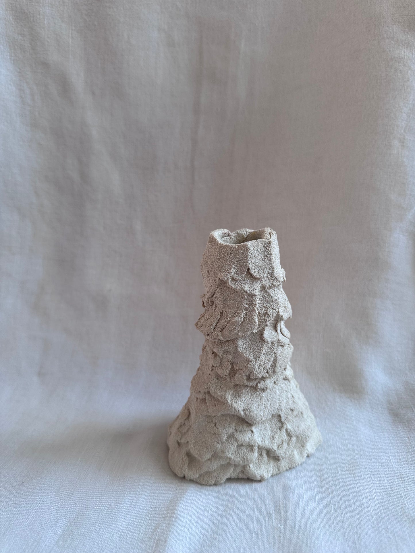 Bougeoir en grès blanc - Hom 06