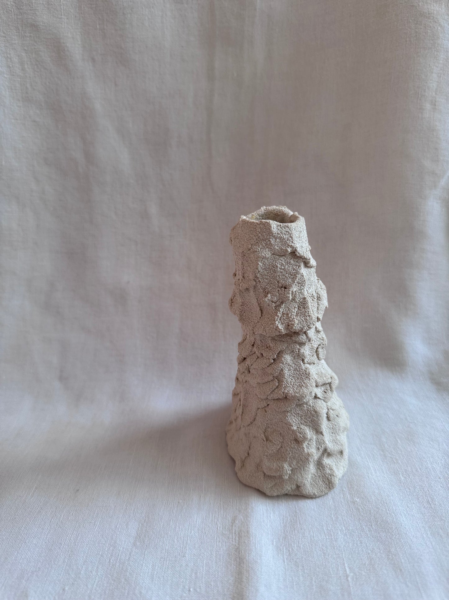 Bougeoir en grès blanc - Hom 06