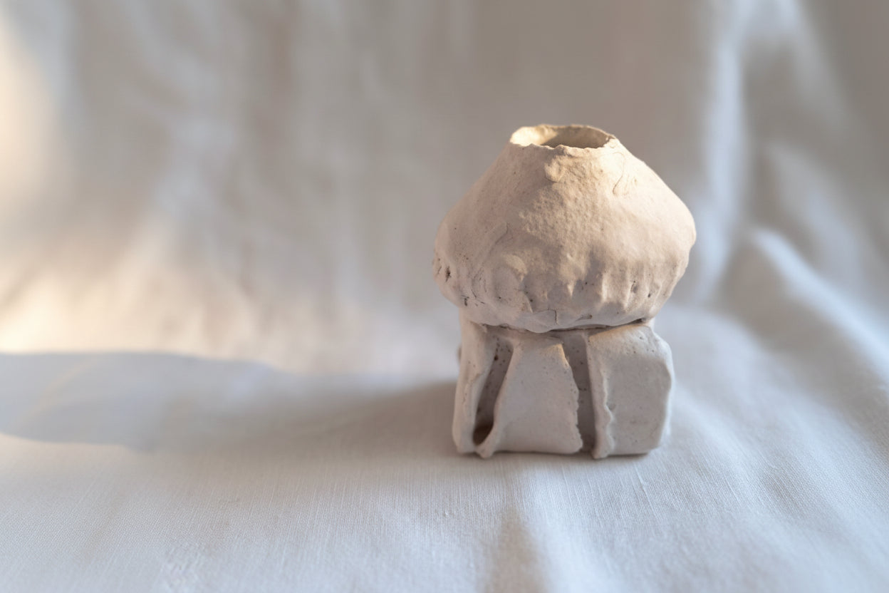 Bougeoir en grès blanc - Ven 04