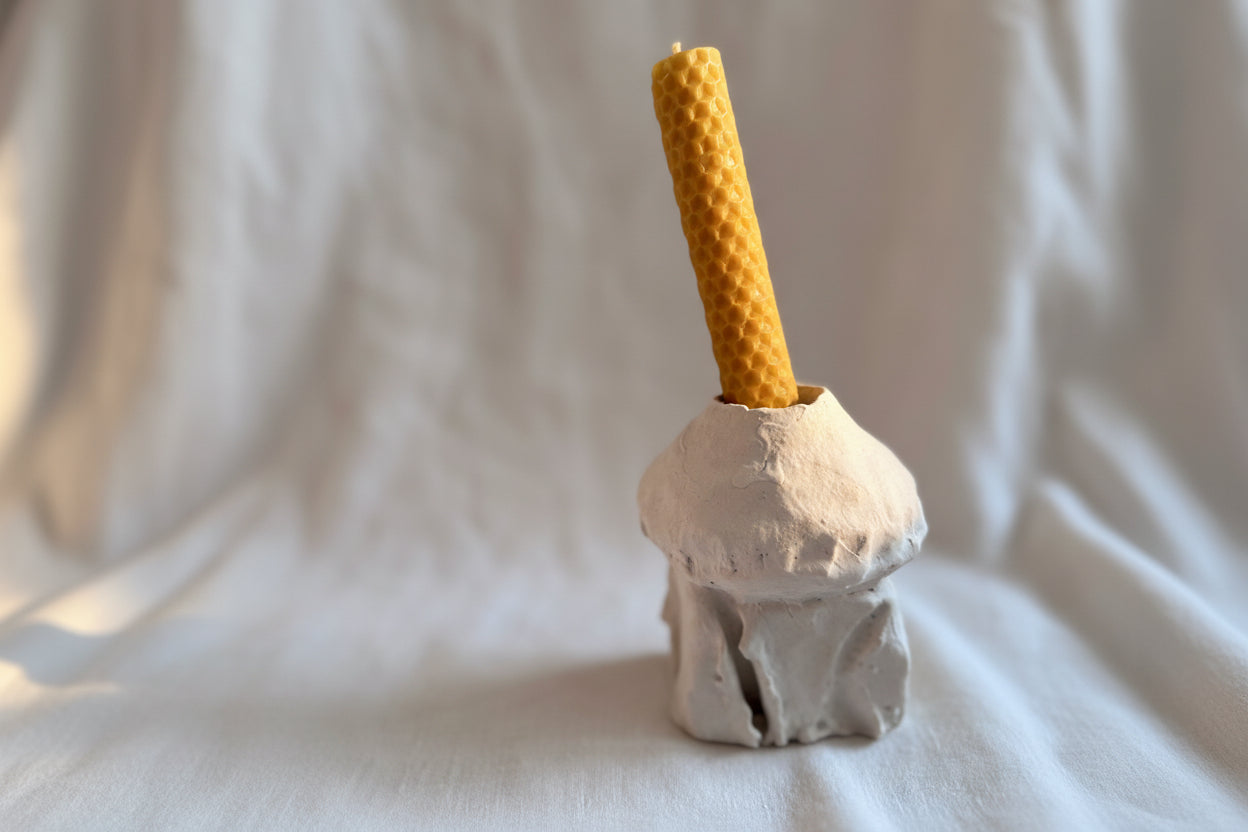 Bougeoir en grès blanc - Ven 04