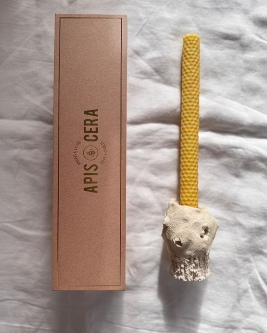 Duo bougies en cire d’abeille & bougeoir Gia 04