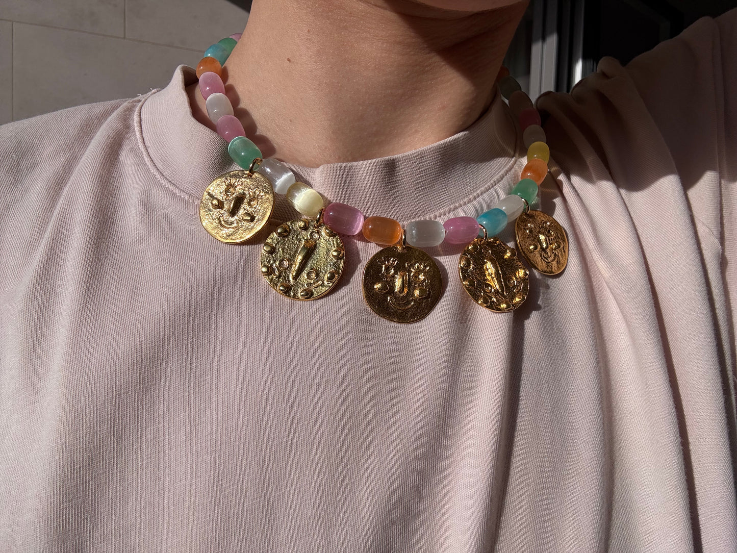 Collier five in a row dudes Tanti & Co – bijou laiton plaqué or