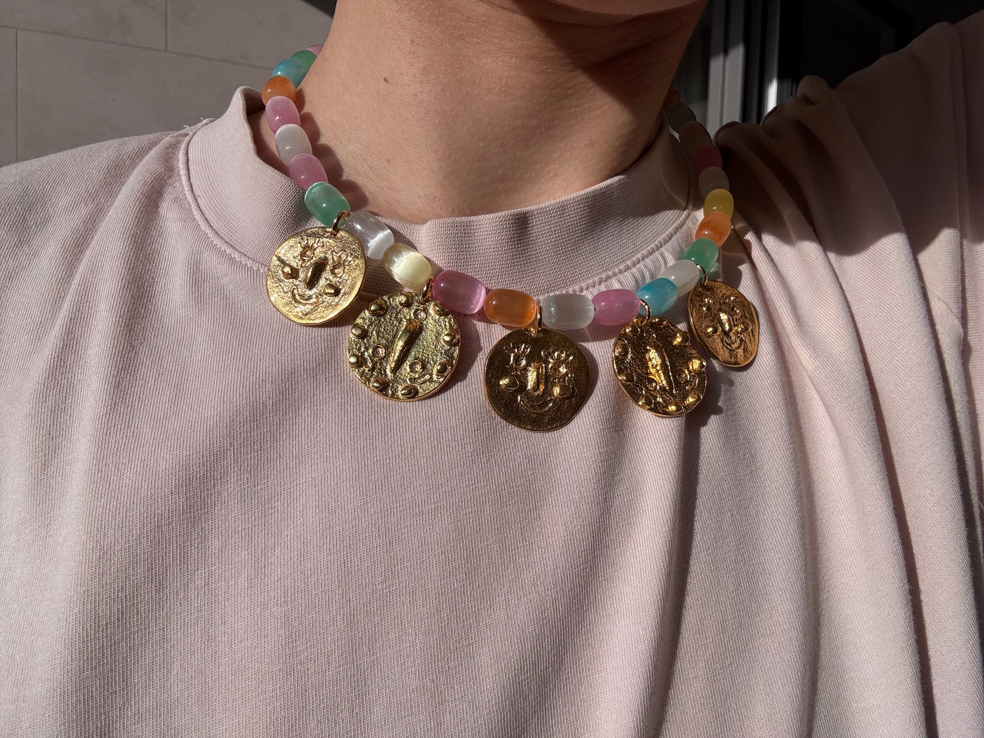 Collier five in a row dudes Tanti & Co – bijou laiton plaqué or