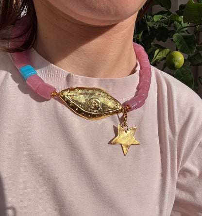 Collier Big Fame rose Tanti & Co – bijou laiton plaqué or
