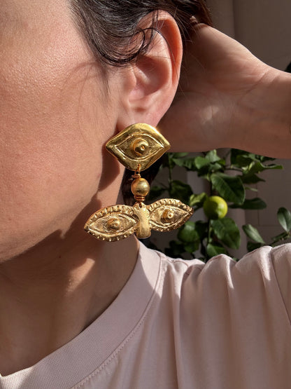 Boucles d'oreilles golden eye and lips Tanti & Co – bijou laiton plaqué or